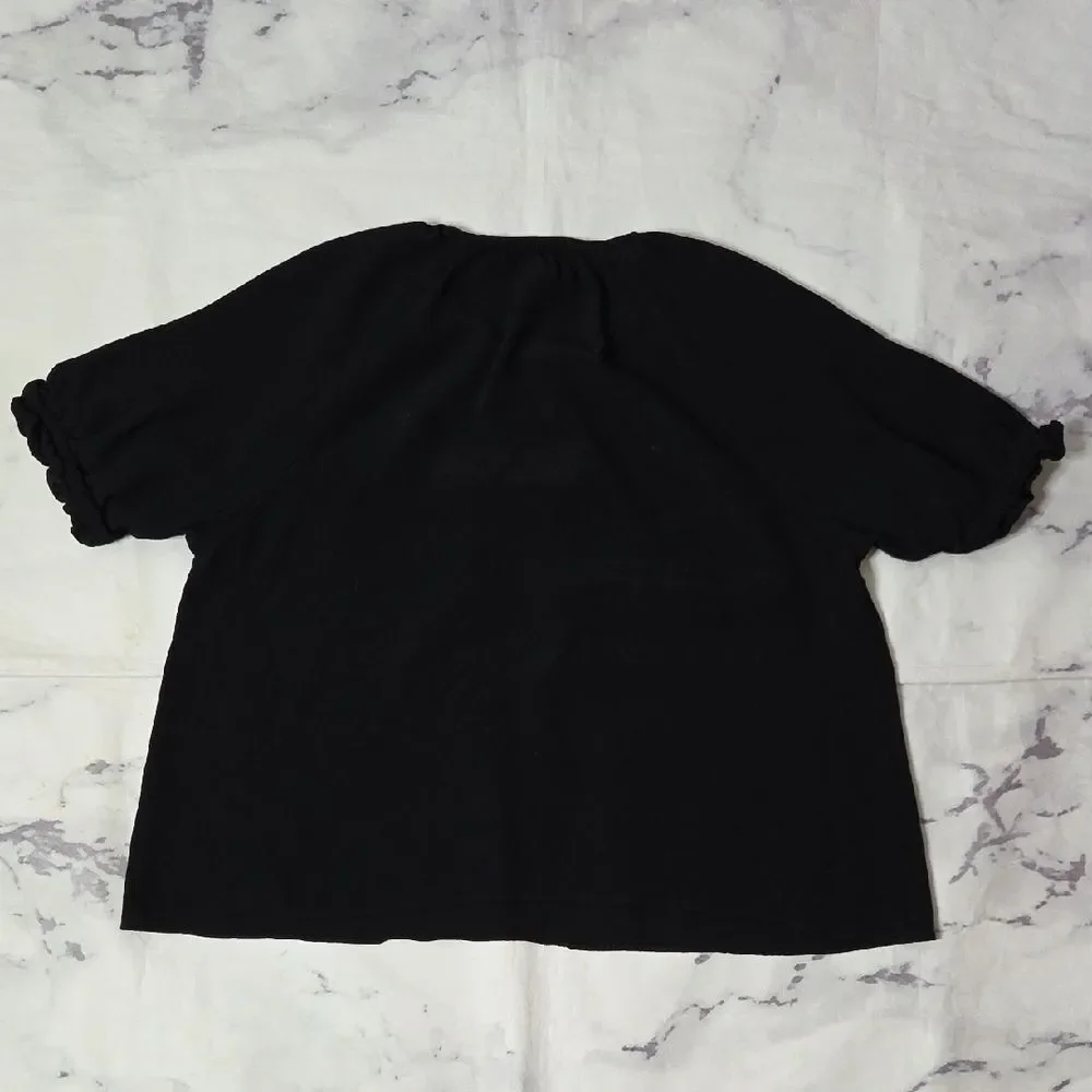 Madewell Black Short Puff Sleeve Blouse